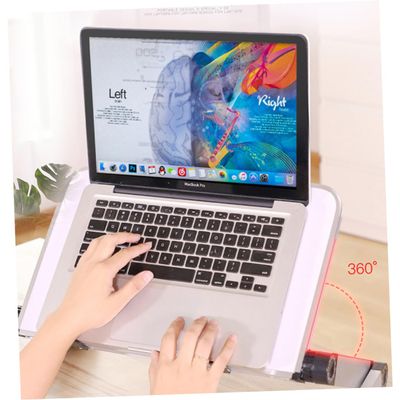 HOMSFOU Adjustable Portable Aluminum Laptop Stand for Ergonomic Use Compatible Tablets and Laptops Height Adjustable for Home Office and Travel White