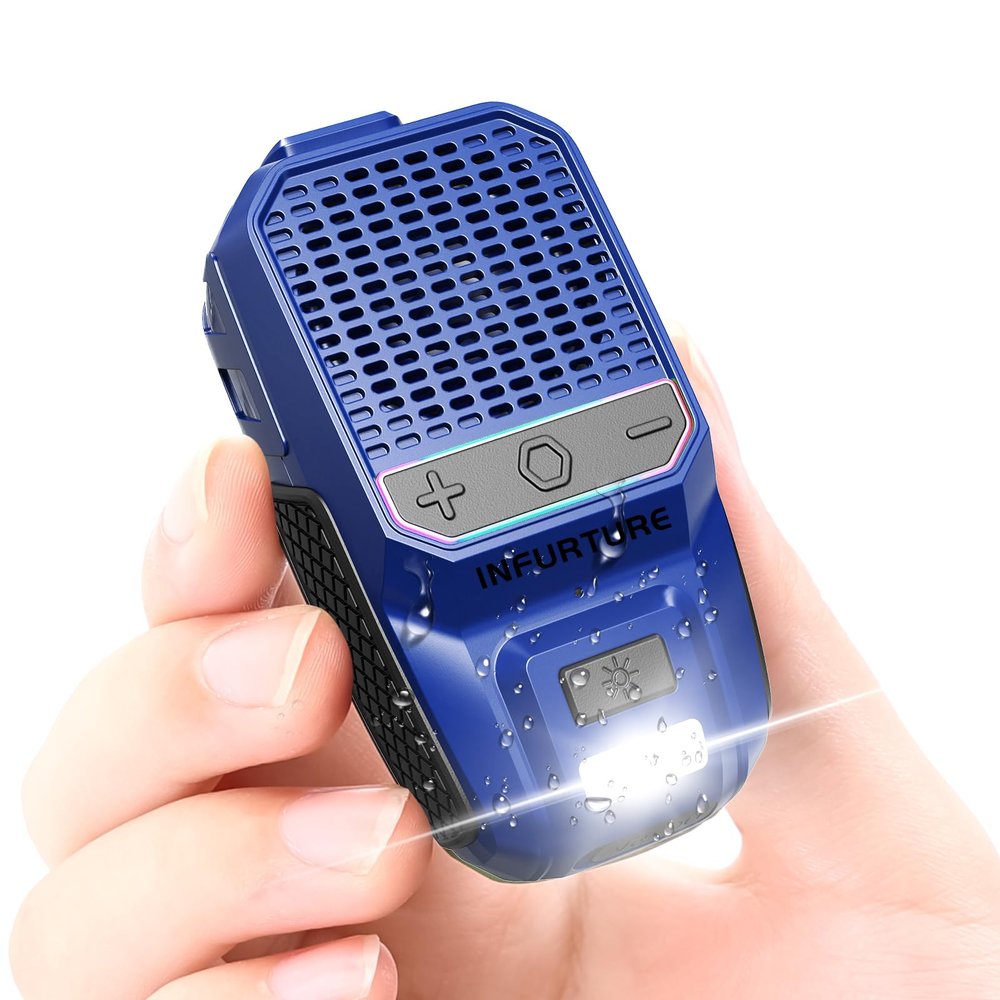 INFURTURE Clip on Speaker Wearable Bluetooth Speaker with RGB/Flashlight Shower Speake Built-in Noise Reduction Mic, Bathroom Speakers for Hands-Free Music/Calls-for Work/Riding/Outdoor, Ideal Gifts