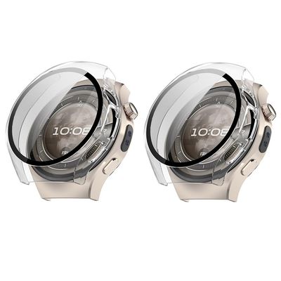 2 Pack Hard for Huawei Watch 5 42mm Case with Screen Protector, Hard PC Protective Case Shockproof Anti-Scratch Bumper Cover (Clear/Clear)