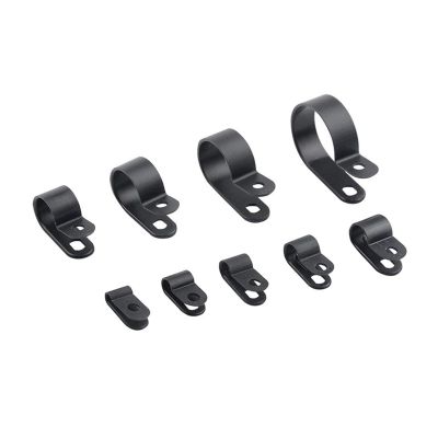 450 PCS Black Nylon Screw Wire Clips R-Type Cable Clip Clamp Fasteners Tubing Clips Assortment