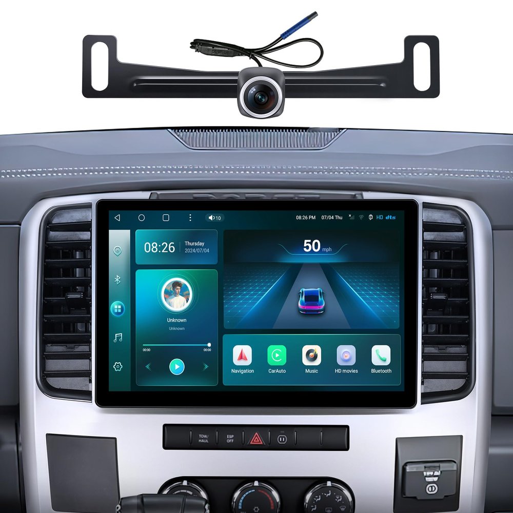 13.1 inch Car Radio Stereo for Dodge Ram 1500/2500/3500 2009-2012,Android 13 Touch Screen with 1080P Backup Camera,Wireless CarPlay,Android Auto,WiFi/GPS Navigation/BT/FM/SWC (Fit for 2009-2012)