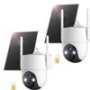 Apone 4G LTE Cellular Solar Security Camera, No WiFi Security Camera, 360 View, 2K Color Night Vision, Motion Detection, 2 Way Audio, Motion Alerts, Built in SIM Card (2-Cam Pack) view 1