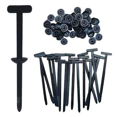 100PCS Nylon Universal Cable Tie Buckle for Car, Heavy Duty Self-Locking Zip Ties Holder with Pin & Button Design, Multifunctional Cable Tie Buckle UV Resistant Black Zipties for Daily Repair (50)