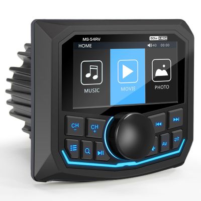 Waterproof Marine Bluetooth Radio for Boat - Marine Gauge Stereo Receiver -3 Inch LCD Display Backup Camera Input USB AUX 4 Zones Subwoofer Pre-Amp AM FM Radio for ATVs UTVs SXS