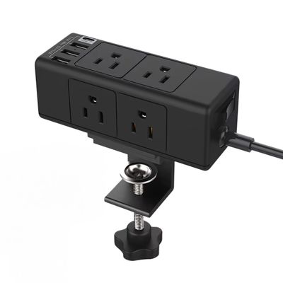 Desk Clamp Power Strip Desktop Mount Charging Station with 6 outlets 4 USB Ports 10 ft Under Desk