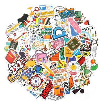 100PCS Bulk Stickers Pack for Students and Teachers, Colorful Motivational Classroom Reward Decals with School Subject Designs for Water Bottles, Laptops, Planners and Scrapbooking Supplies