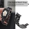 Compatible with Garmin Forerunner 570 bands, 20mm, 22mm Quick Release Jewelry Chain Metal Wristband with Leather Compatible with Garmin Forerunner 570 42mm, 47mm, Forerunner 55, 165, 245, 255, 265, 645 (Black, 22mm size band) view 3