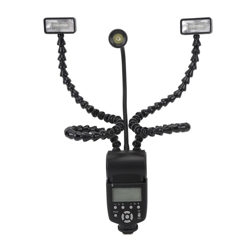 Macro Ring Flash, 3 Head LED Flash Macro Flash Light, 5600k Color Temperature, 8 Level Adjustable Focus Light, Camera Flash Light for DSLR Cameras
