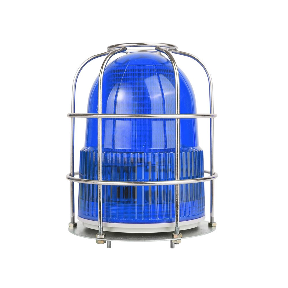 EOKHEOY LED Strobe Beacon Warning Light for Public Emergency Alarms Blue Indoor/Outdoor Safety Siren Light with Protective Net DC12V