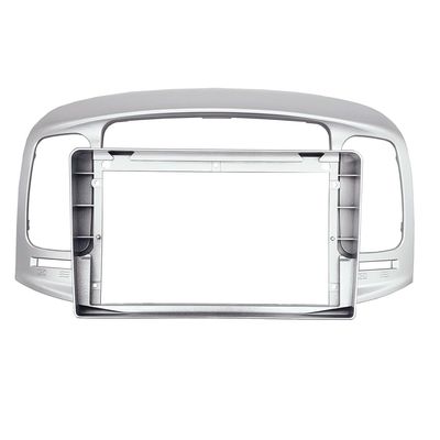 2 Din Car Radio Fascia Compatible with Accent 09-12 DVD Stereo Frame Plate Adapter Mounting Dash Installation Bezel Trim Kit(Silver)