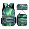 KLWQR Polar Bears Northern Lights Backpack for Women Men Lightweight Waterproof Backpack Set With Lunch Box Pencil Case Travel Laptop Backpack Casual Daypacks view 1