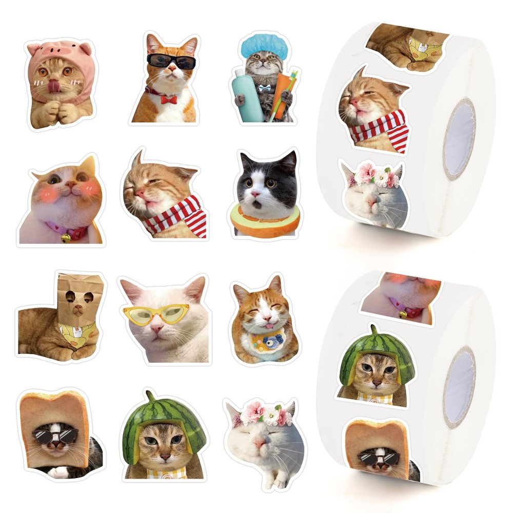 1200Pcs for Cat Sticker Funny Stickers for Kids Cute Animal Stickers for Water Bottles Laptops