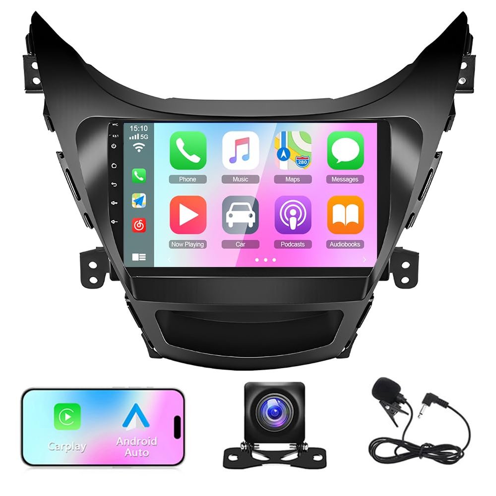 [2+32G] Android 13 Car Radio Stereo for Hyundai Elantra 2011 2012 2013 Carplay and Android Auto - 9 inch Touch Screen Android Car Stereo WiFi GPS Navigation Steering Wheel Control + Backup Camera
