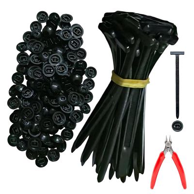 100Pcs Nylon Universal Cable Tie Buckle, Zip Tie Rivet, Heavy Duty Self-Locking Nylon Zip Ties Holder, New Multifunctional Cable Tie Buckle, Cable Clips for Car Daily Auto Fixing (100Pcs)