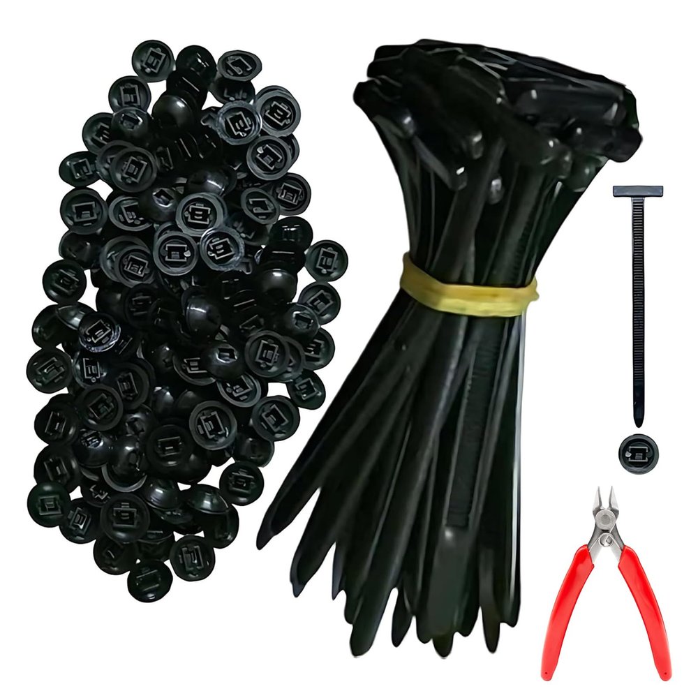 100Pcs Nylon Universal Cable Tie Buckle, Zip Tie Rivet, Heavy Duty Self-Locking Nylon Zip Ties Holder, New Multifunctional Cable Tie Buckle, Cable Clips for Car Daily Auto Fixing (100Pcs)