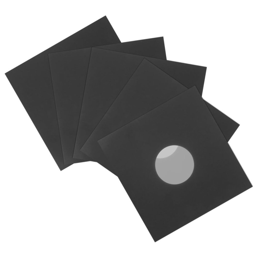 Holibanna 6pcs Vinyl Sleeves for Records Black Faux Jacket Protective Record Sleeves Dustproof Fingerprints Resistant for Vinyl Enthusiasts