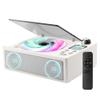 M-Amazup CD Player Portable, Desktop CD Players for Home with Cable and Adapter, Dual Speakers, Support Opt/USB/TF Card/AUX/FM with Remote Control, LCD Display, 3.5mm Headphone Jack, White view 1