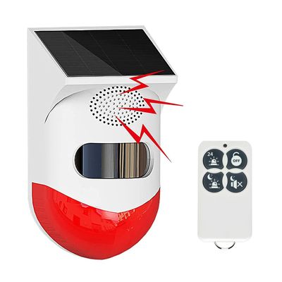 EverNary Solar Strobe Alarm Light with Motion Sensor Siren Outdoor Alarm Siren with Remote Controller 120db Sound Security Siren Light IP65 Waterproof and 4 Modes for Home,Farm,Barn,Villa,Yard