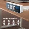 Luocute Mirror LED Alarm Clock Two Sets of Alarm Rechargeable Voice Activated Digital Clock Digital Alarm Clock for Bedrooms Bedside Desk (Silver) view 3