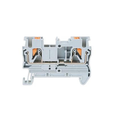 100pcs PT-2.5 Din Rail Terminal Block Push in Spring Screwless Electrical Terminal Strip Block Connector PT2.5 Wiring Conductor(Gray)
