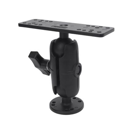 Luocute Fish Finder Mount Base Bracket for Kit T, High Strength Aluminum Alloy C Type 1.5 Inch Ball Head Long Arm Marine Electronics Mount for Devices (9.5cm / 3.7in Nylon Rod)