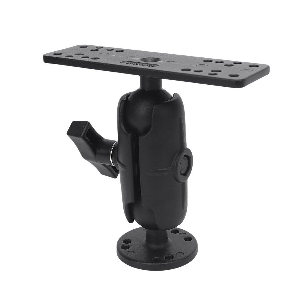 Luocute Fish Finder Mount Base Bracket for Kit T, High Strength Aluminum Alloy C Type 1.5 Inch Ball Head Long Arm Marine Electronics Mount for Devices (9.5cm / 3.7in Nylon Rod)