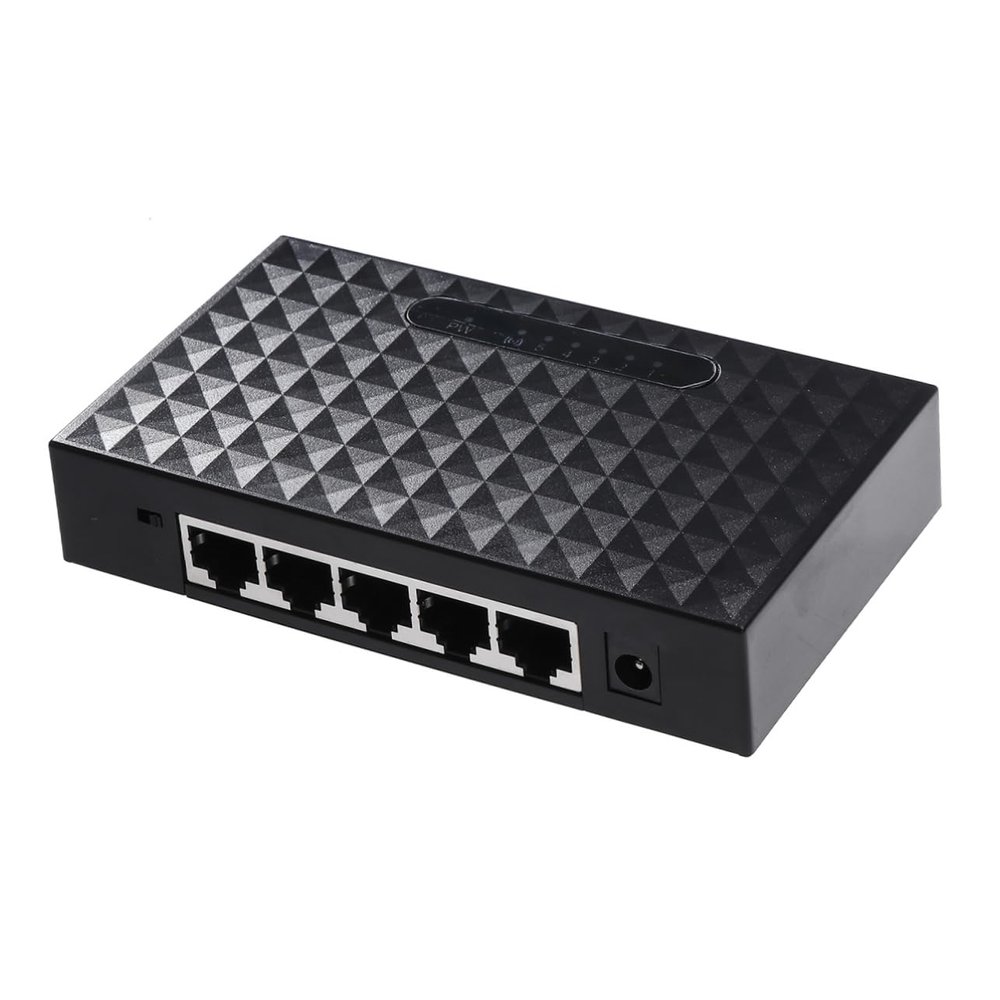 Angoily 5-Port Gigabit Ethernet Splitter Adapter Network Hub 10/100Mbps Fast Ethernet Adapter for Desktop and Wall Mounting