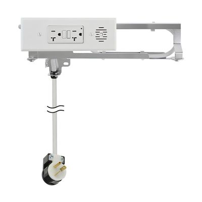 Brixwell QHWA-002 Docking Drawer, Blade White Finish with USB-C Power Delivery, AC Outlets and USB Ports