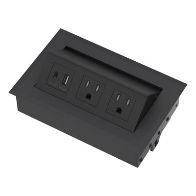 Brixwell QH0F-003 Hide A Dock Power Or Data Station with 1 USB A Port At 10.5 Watts and 1 USB C Port At 12 Watts Version Black Finish
