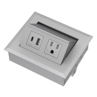 Brixwell QHZ4-003 Hide A Dock Power Or Data Station 1 USB A Port at 10.5 Watts and 1 USB C Port at 12 Watts Version Silver Finish