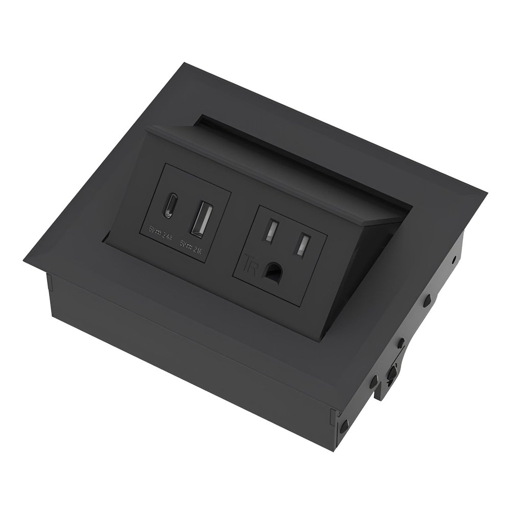 Brixwell QHZ4-002 Hide A Dock Power Or Data Station 1 USB A Port At 10.5 Watts and 1 USB C Port At 12 Watts Version Black Finish