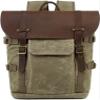 ONQendDv Backpack,Canvas with Crazy Horse Cowhide Multi-Function SLR Camera Bag Shoulder Camera Bag Outdoor Leisure Backpack(Khaki) view 1
