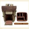 ONQendDv Backpack,Canvas with Crazy Horse Cowhide Multi-Function SLR Camera Bag Shoulder Camera Bag Outdoor Leisure Backpack(Khaki) view 3