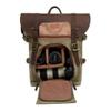 ONQendDv Backpack,Canvas with Crazy Horse Cowhide Multi-Function SLR Camera Bag Shoulder Camera Bag Outdoor Leisure Backpack(Khaki) view 4