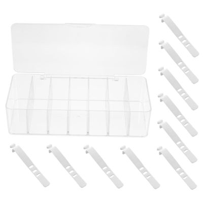 DIYEAH Cable Management Box Lid 7-Compartment Cord Organizer for Charging Cables Power Cords and Earphones Dustproof Storage Solution for Home and Travel Black