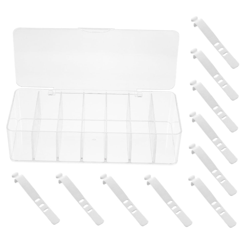 DIYEAH Cable Management Box Lid 7-Compartment Cord Organizer for Charging Cables Power Cords and Earphones Dustproof Storage Solution for Home and Travel Black