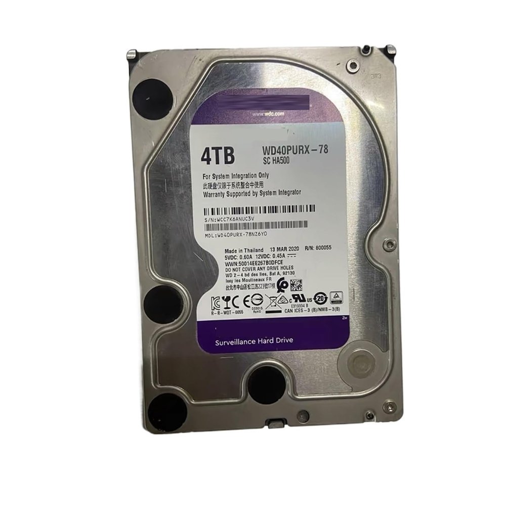 EDRIWYIM 1Pcs WD40PURX 4T for 3.5" Hard Disk Des-ktop Enterprise Server 5400 RPM SATA HDD