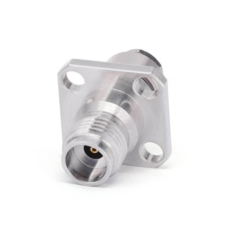 2.4mm Female Connector, 4 Hole Flange, DC-50GHz, Stainless Steel, .086'' Cable Compatible