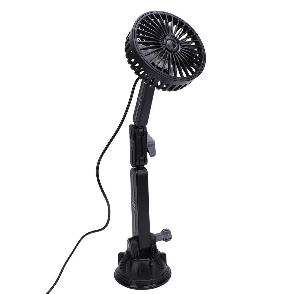 SENECESLI Suction Cup Fan, USB Powered Car Cooling Fan with 3 Speeds, 360 Adjustable Rotatable Quiet Camping for Truck Van Boat SUV RV Window, Windshield, Dashboard, Black (Extended)