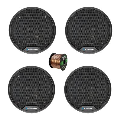2 Pair (Qty 4) of Blaupunkt BPS-E452 4" 40 Watt Max 2-Way Car Speakers with 50 Feet 16 Gauge Wire