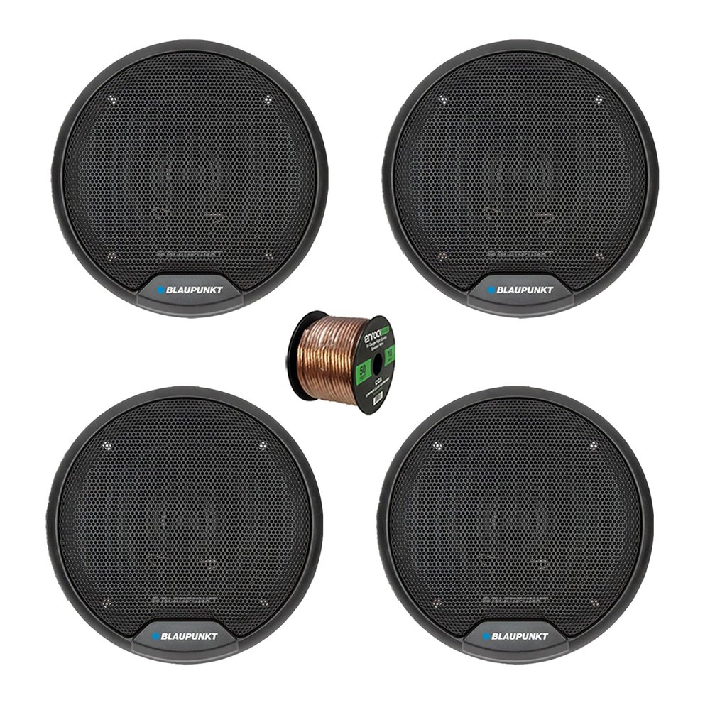 2 Pair (Qty 4) of Blaupunkt BPS-E452 4" 40 Watt Max 2-Way Car Speakers with 50 Feet 16 Gauge Wire