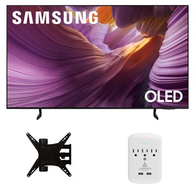 Samsung QN65S85FAFXZA 65 Inch OLED HDR 4K Smart TV with a Walts TV Medium Full Motion Mount for 32"-65" TVs and Amber Protection 3-Outlet-Surge Surge Protector (2025)
