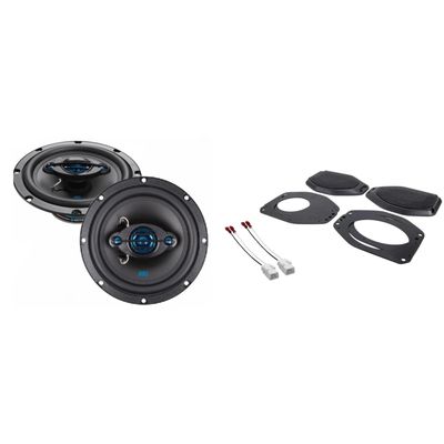 ATG Audio 6.5" 3-Way Coaxial Speakers Compatible with 2018-2022 Wrangler - Gladiator JL/JT Rear Universal Speaker Adaptors with Grilles for 6.5