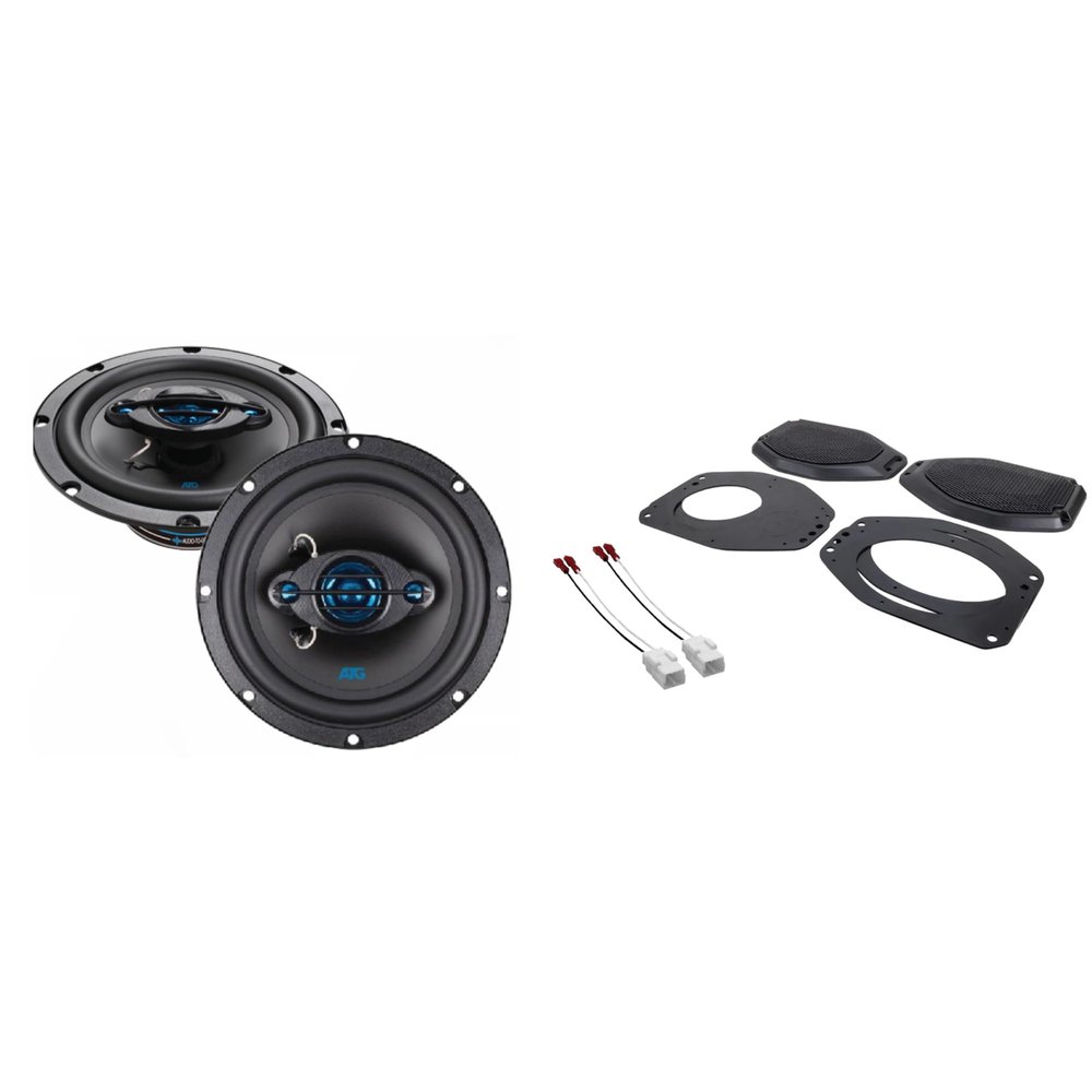 ATG Audio 6.5" 3-Way Coaxial Speakers Compatible with 2018-2022 Wrangler - Gladiator JL/JT Rear Universal Speaker Adaptors with Grilles for 6.5
