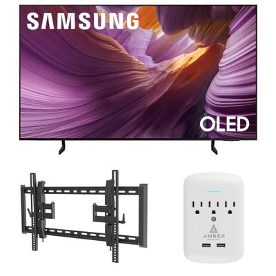 Samsung QN65S85FAFXZA 65 Inch OLED HDR 4K Smart TV with a Walts TV TILT-EXTENSION-37-90 Tilt Mount for 37"-90" TVs and Amber Protection 3-Outlet-Surge Surge Protector (2025)
