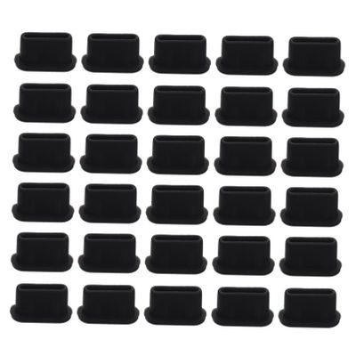 HOMSFOU 30pcs USB Type-C Dust Plug Set Silicone Charging Port Protector for Phones Tablets Dust-Filtering Cover in Design