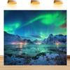 10X8ft Fabric Northern Lights Backdrop Ture North Aurora-Themed Background Above The Snow-Covered Mountain Oceans Colorful Back Drop Photo Booth Props view 1
