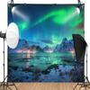 10X8ft Fabric Northern Lights Backdrop Ture North Aurora-Themed Background Above The Snow-Covered Mountain Oceans Colorful Back Drop Photo Booth Props view 3
