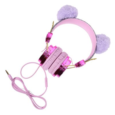 DIYEAH Adorable Plush Cartoon Ear Headset for Ear Stereo Headphones with Volume Limit for Classes Compatible with Tablets