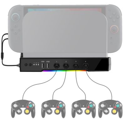 Cooling Fan Dock Station Compatible with Nintendo Switch 2, Adapter Compatible with Gamecube Controller, Dual-Fan Cooling System with 2 USB Ports for Charging Data